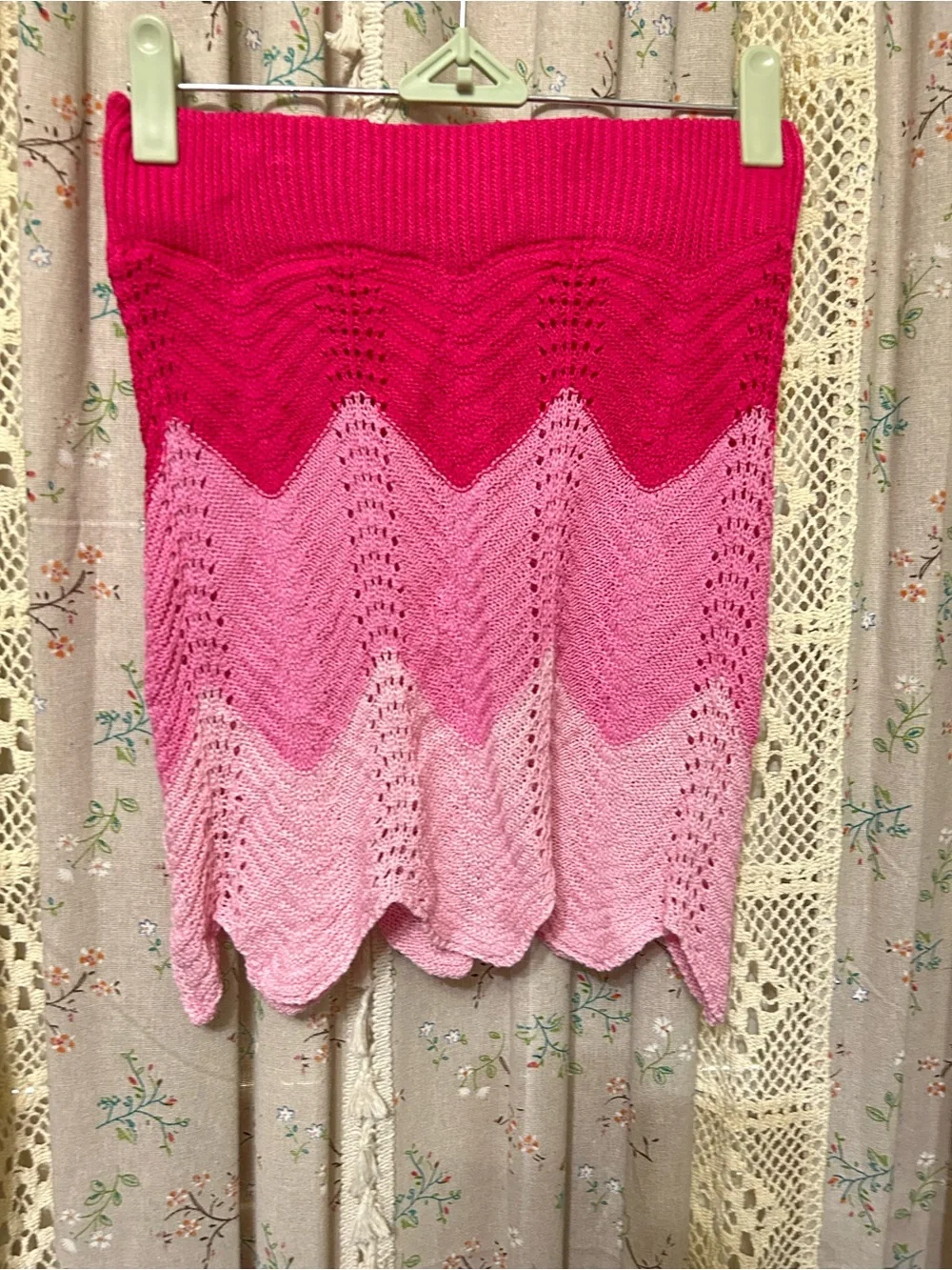ACED IT Pink Ombre Chevron Knit Mini Skirt Size‎ M Y2K Mermaidcore